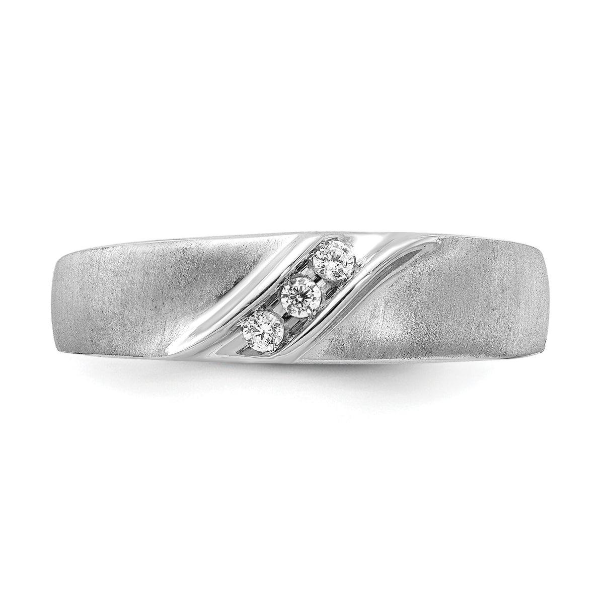 14k White Gold Satin Diamond Men's Ring-RM3671B