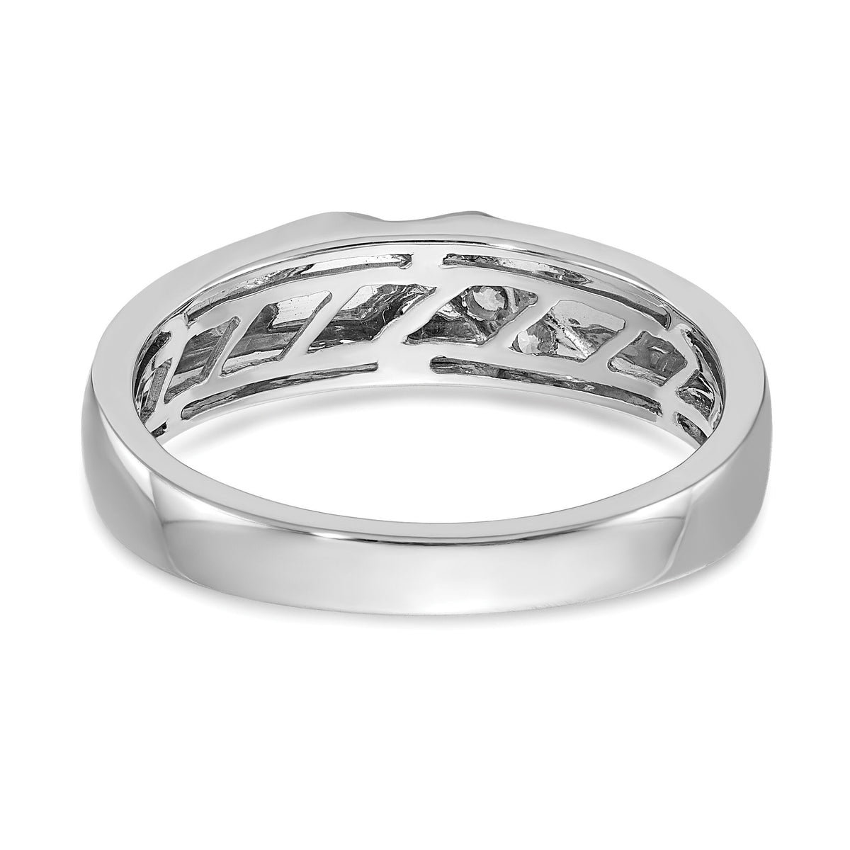 14k White Gold Satin Diamond Men's Ring-RM3671B