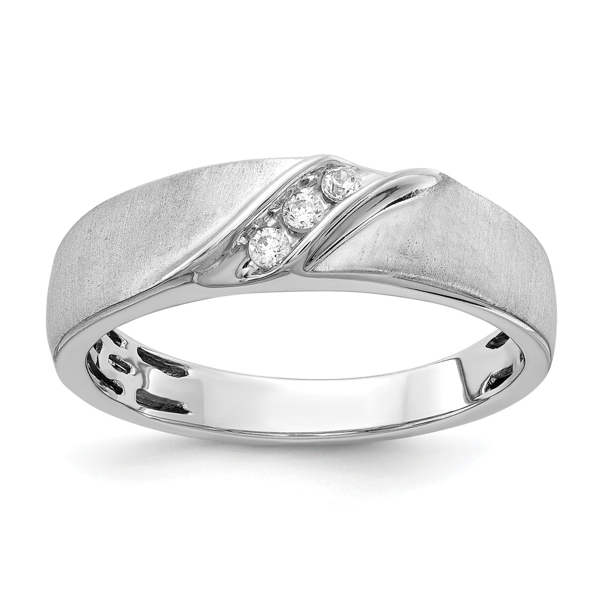 14k White Gold Satin Diamond Men's Ring-RM3671B-009-WAA