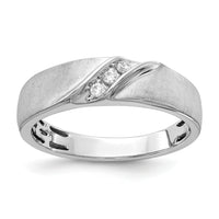 14k White Gold Satin Diamond Men's Ring-RM3671B
