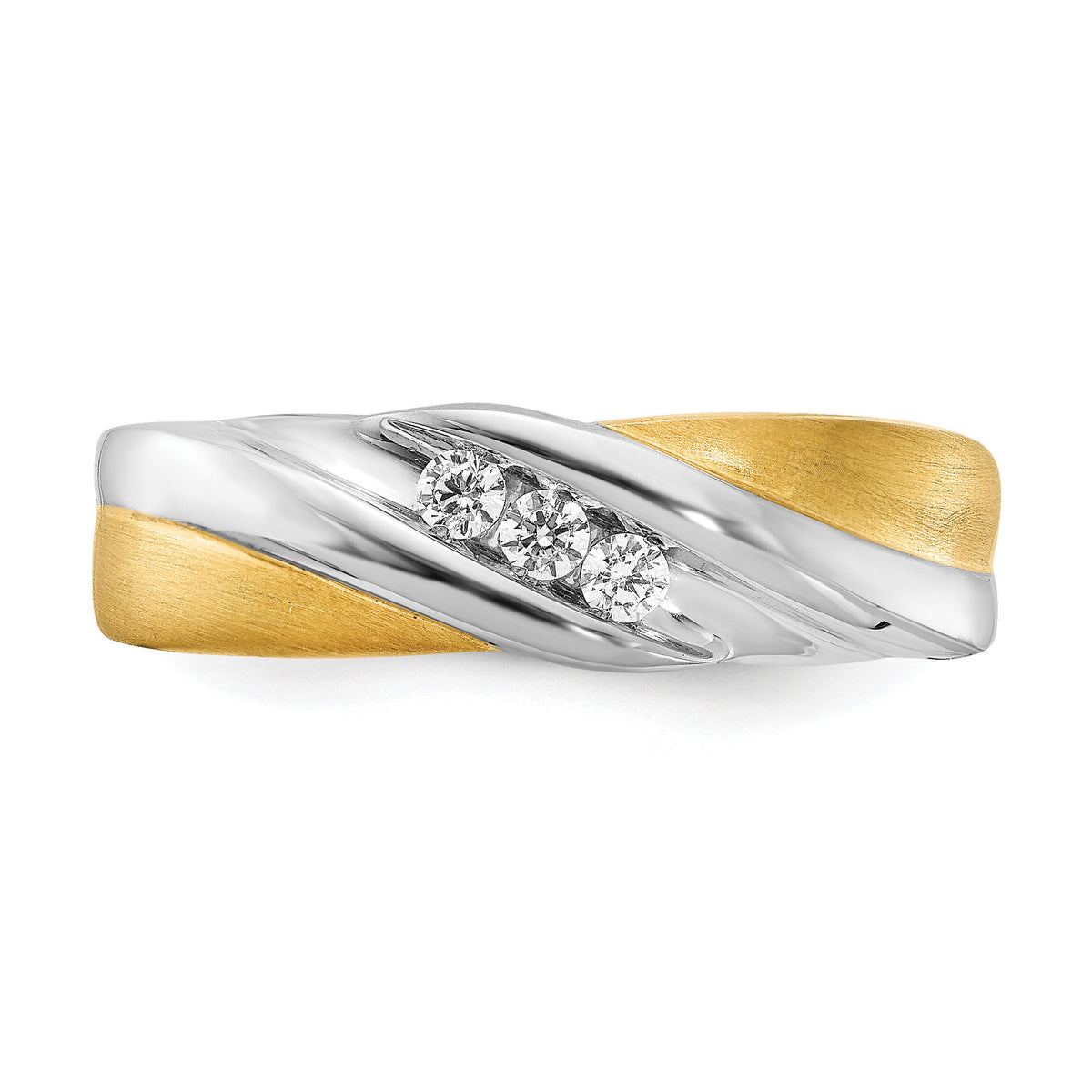 14k White and Yellow Gold Diamond Men's Ring-RM3673B
