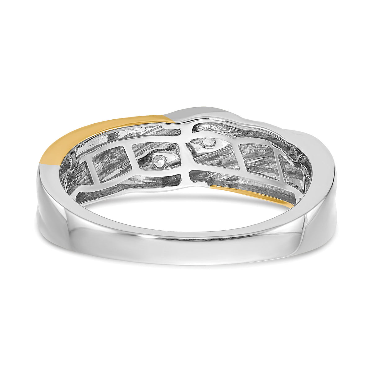 14k White and Yellow Gold Diamond Men's Ring-RM3673B