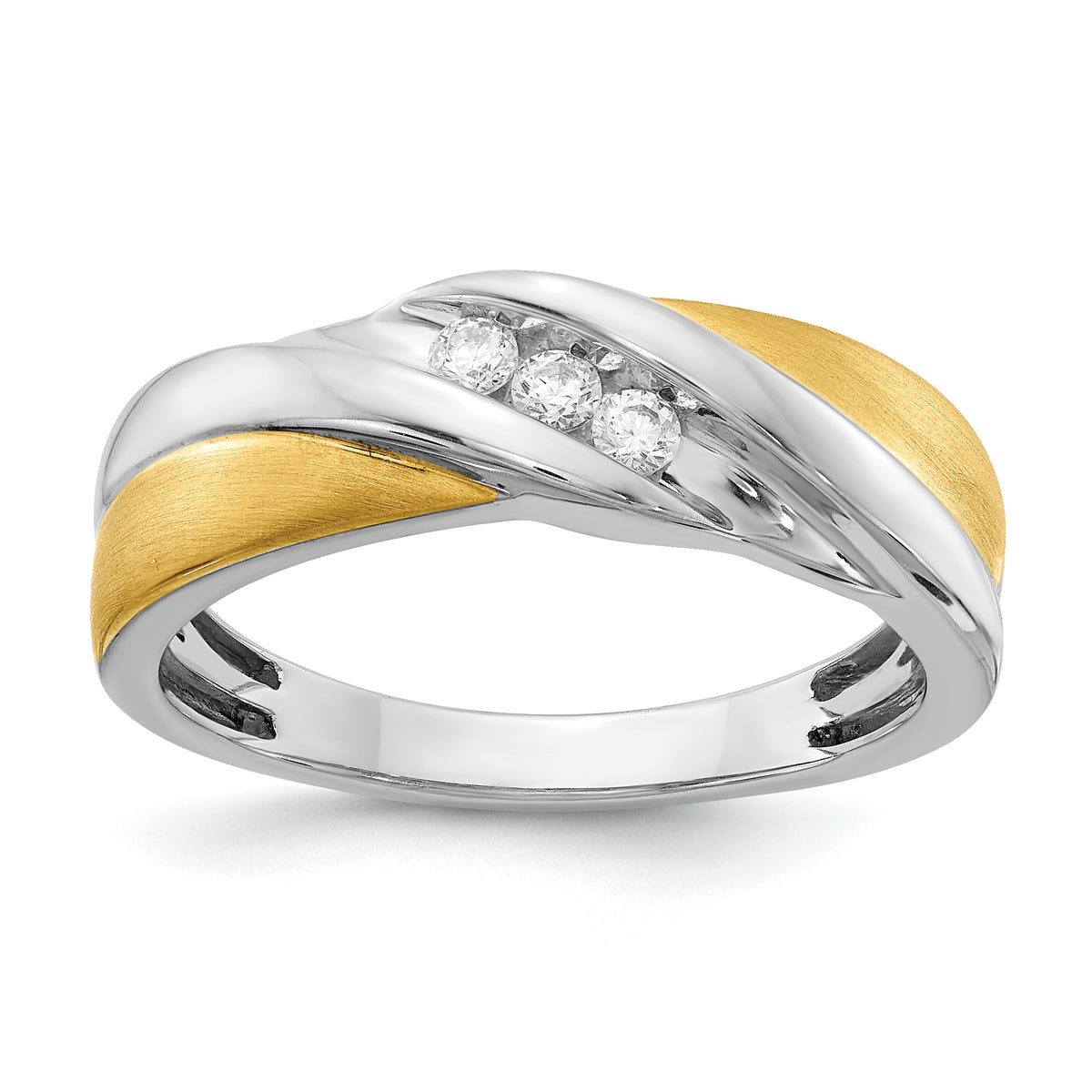 14k White and Yellow Gold Diamond Men's Ring-RM3673B-016-WYAA