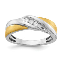14k White and Yellow Gold Diamond Men's Ring-RM3673B