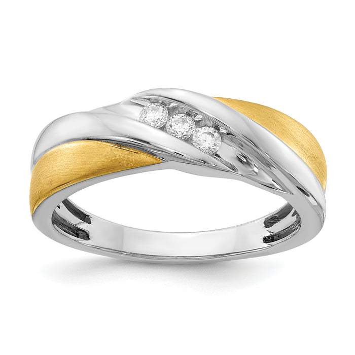 14k White and Yellow Gold Diamond Men's Ring-RM3673B-016-WYAA