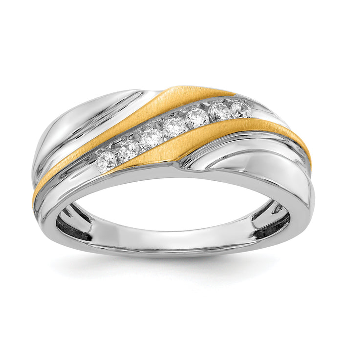 14k Two-tone Diamond Men's Ring, SATIN: UP&DOWN-RM3680B-025-WYAA