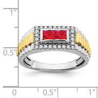14k Two-tone Ruby and Diamond Mens Ring-RM3681