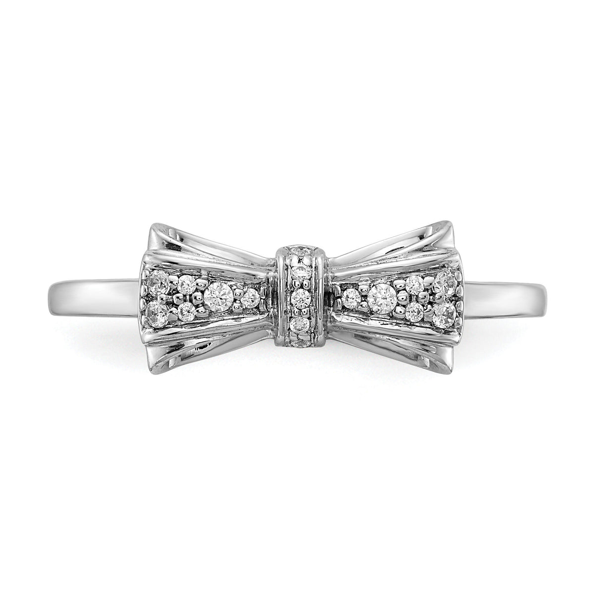 14k White Gold Diamond Bow Ring-RM3767