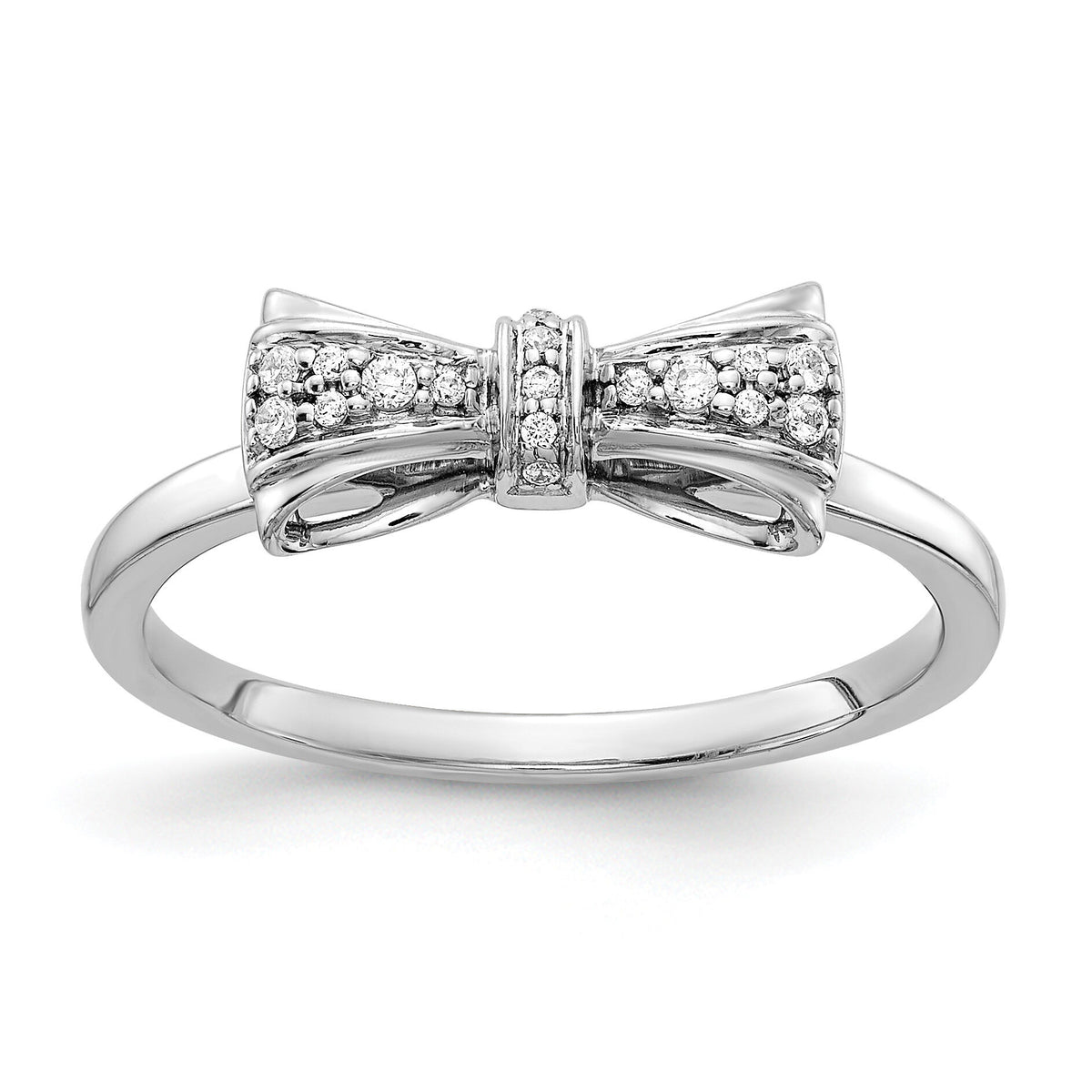 14k White Gold Diamond Bow Ring-RM3767