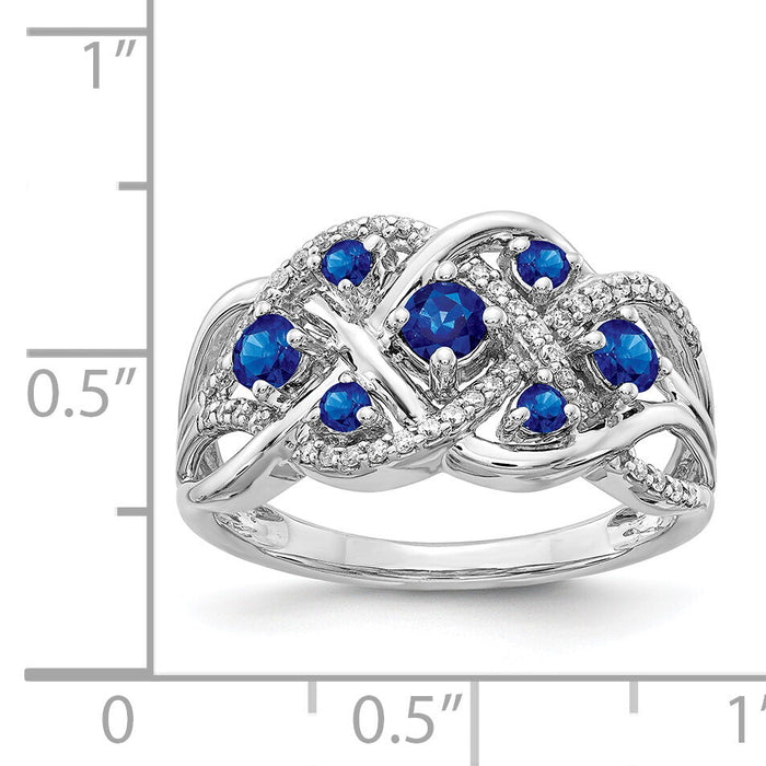 14k White Gold Diamond and Sapphire Fancy Ring-RM3841
