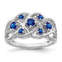 14k White Gold Diamond and Sapphire Fancy Ring-RM3841