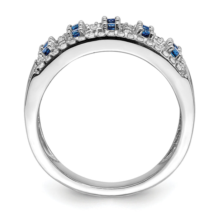 14k White Gold Diamond and Sapphire Fancy Ring-RM3842