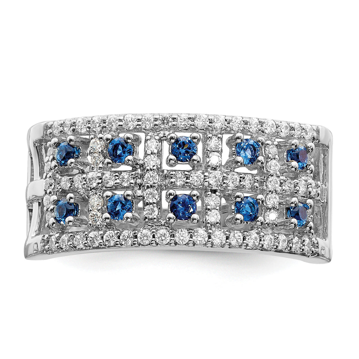 14k White Gold Diamond and Sapphire Fancy Ring-RM3842