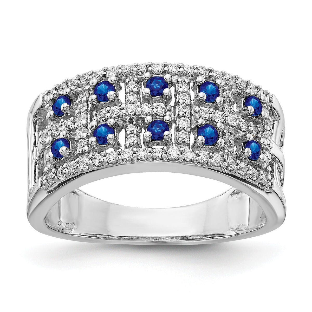 14k White Gold Diamond and Sapphire Fancy Ring-RM3842