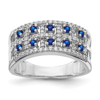 14k White Gold Diamond and Sapphire Fancy Ring-RM3842