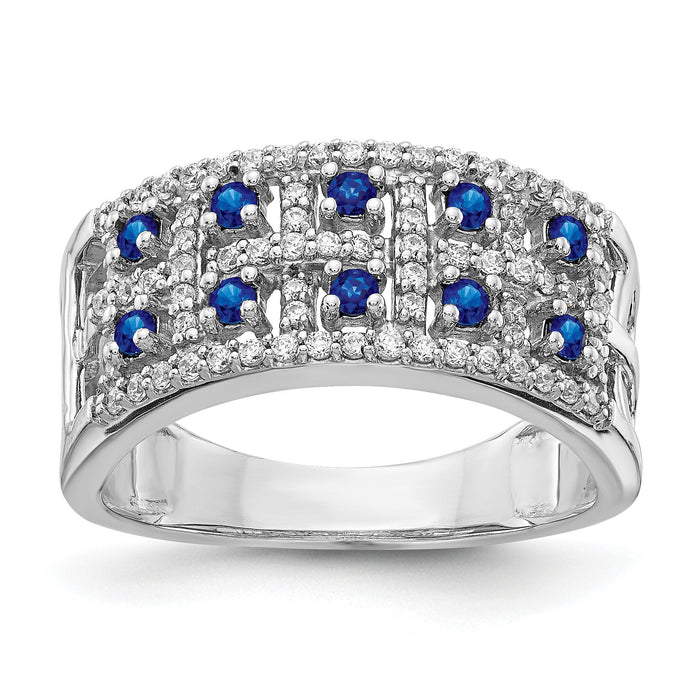 14k White Gold Diamond and Sapphire Fancy Ring-RM3842