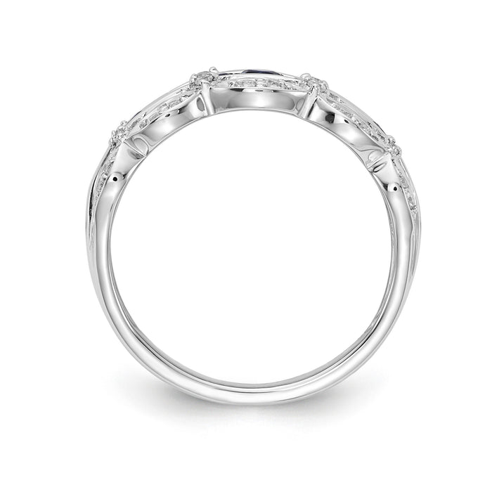 14k White Gold Diamond and Sapphire Fancy Ring-RM3846