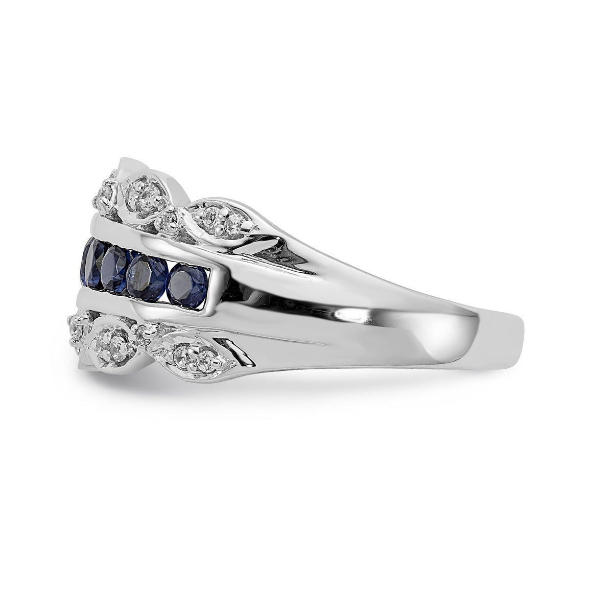 14k White Gold Diamond and Sapphire Fancy Ring-RM3846