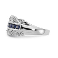 14k White Gold Diamond and Sapphire Fancy Ring-RM3846