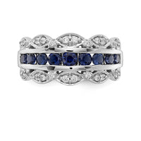 14k White Gold Diamond and Sapphire Fancy Ring-RM3846