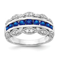 14k White Gold Diamond and Sapphire Fancy Ring-RM3846