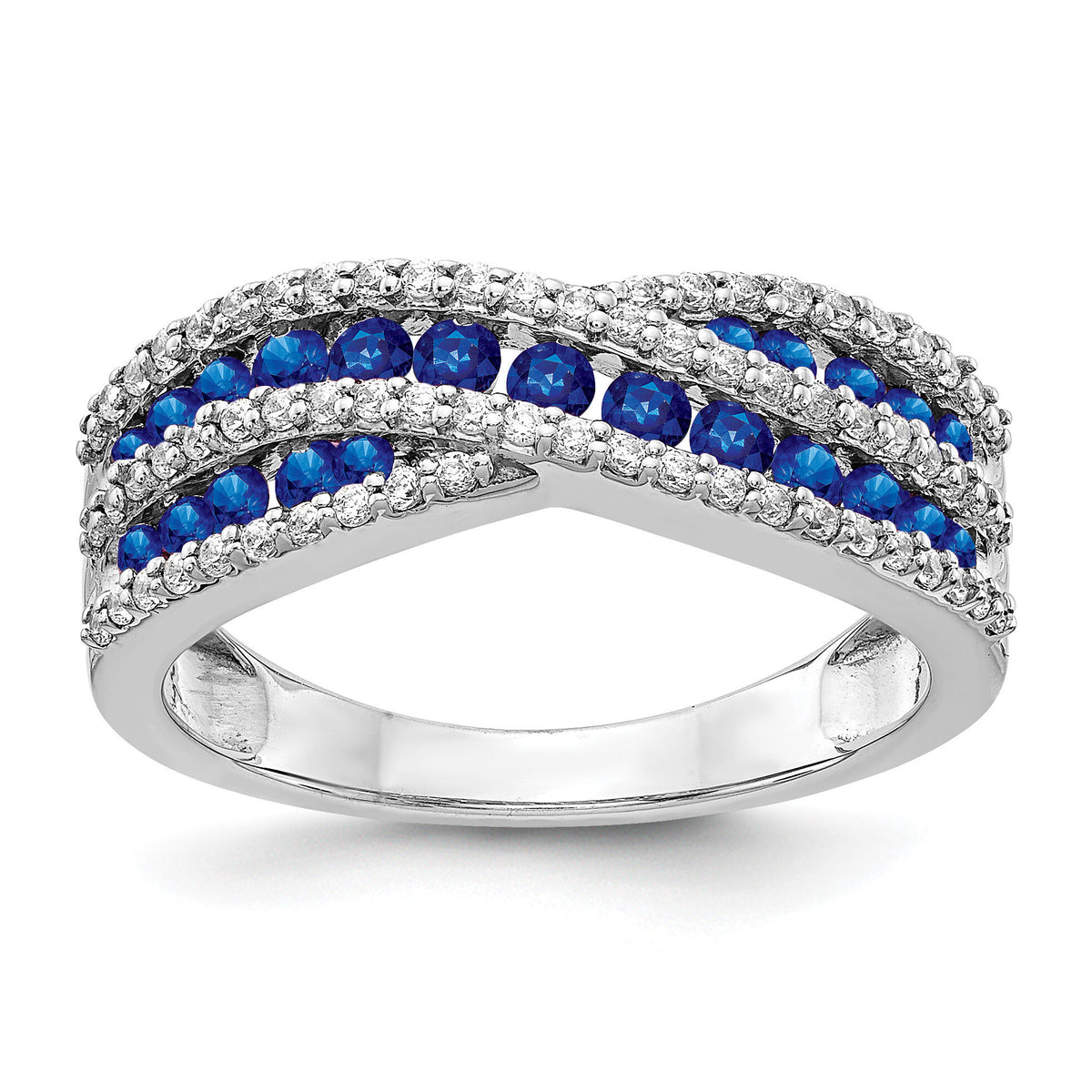 14k White Gold Diamond and Sapphire Fancy Ring-RM3847