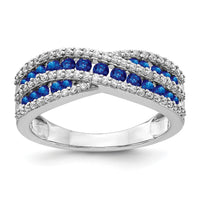 14k White Gold Diamond and Sapphire Fancy Ring-RM3847