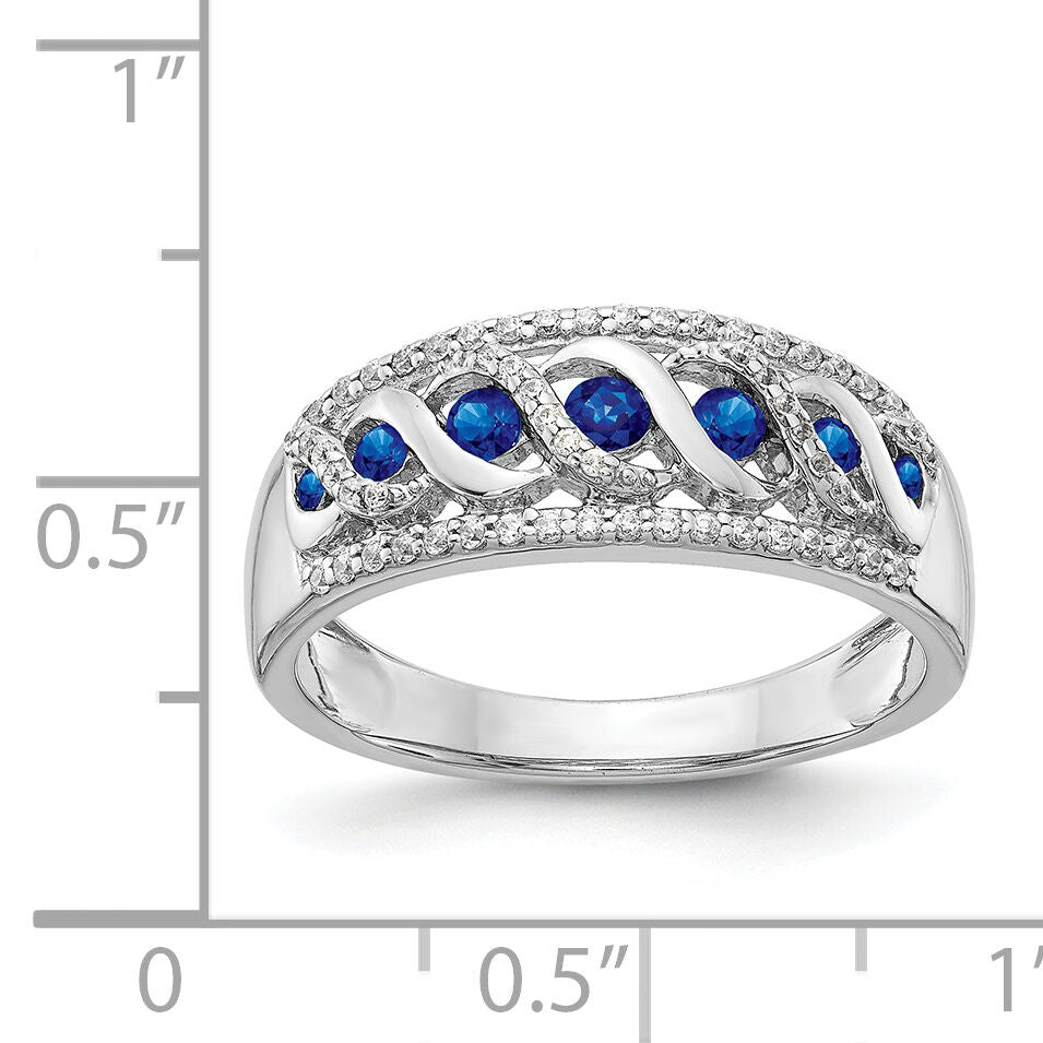 14k White Gold Diamond and Sapphire Fancy Twist Ring-RM3848