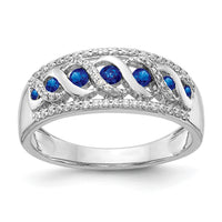 14k White Gold Diamond and Sapphire Fancy Twist Ring-RM3848