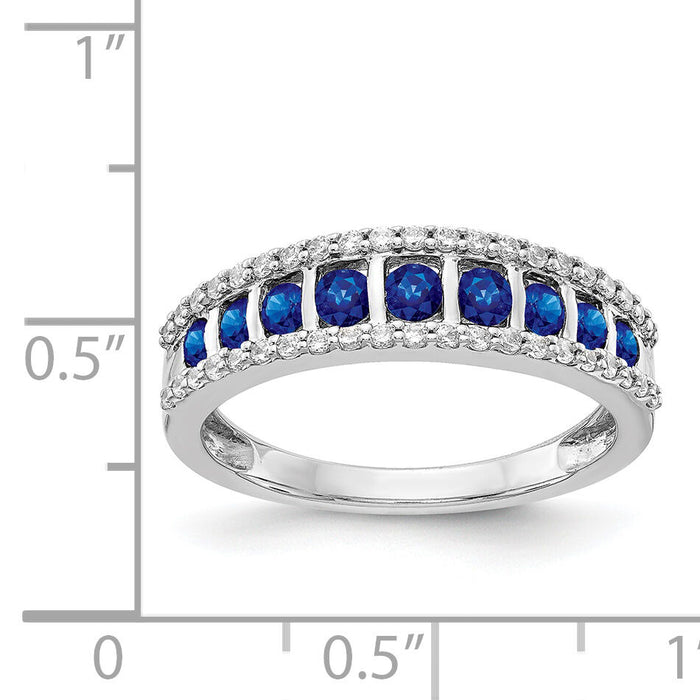 14k White Gold Diamond and Sapphire Fancy Ring-RM3849