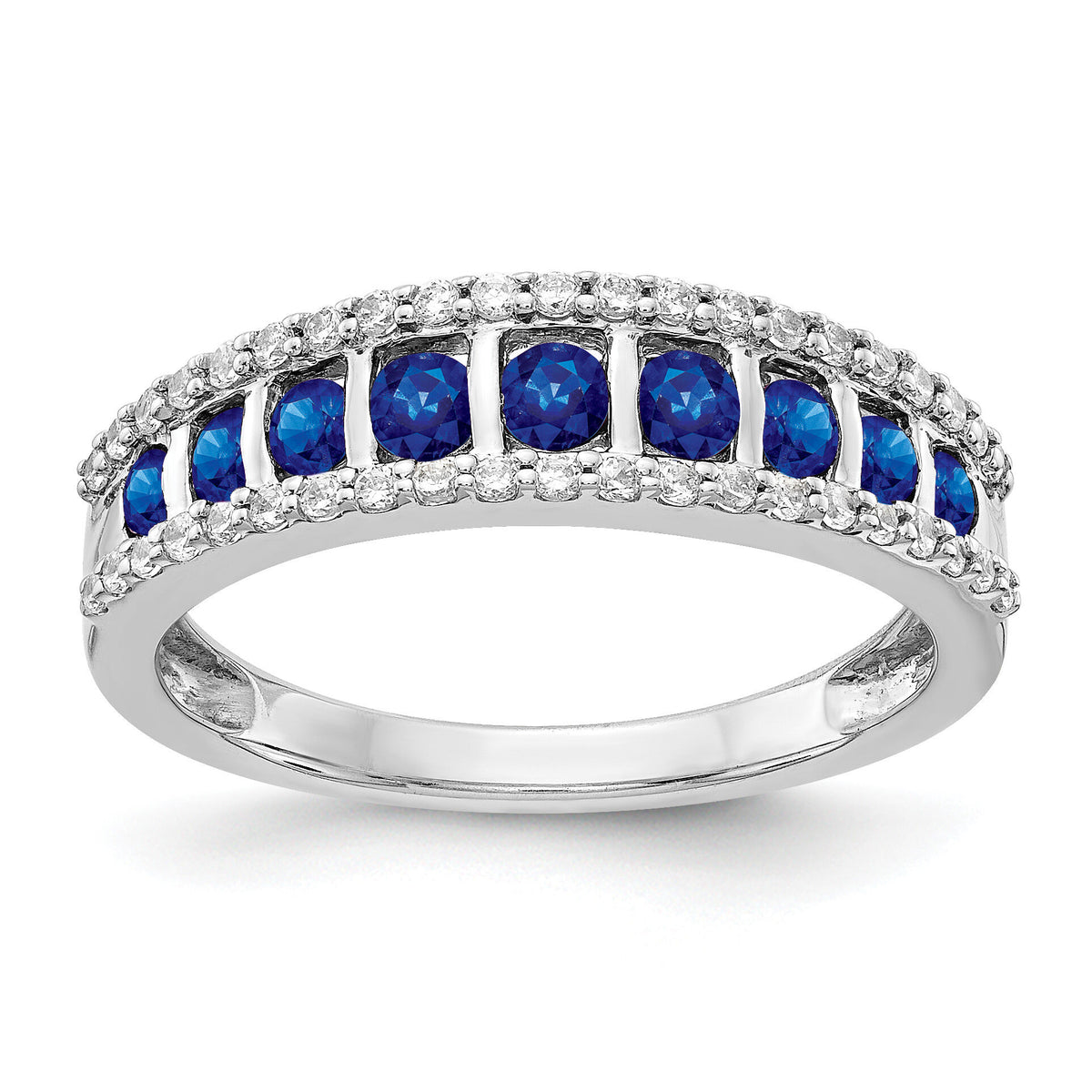 14k White Gold Diamond and Sapphire Fancy Ring-RM3849