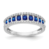 14k White Gold Diamond and Sapphire Fancy Ring-RM3849