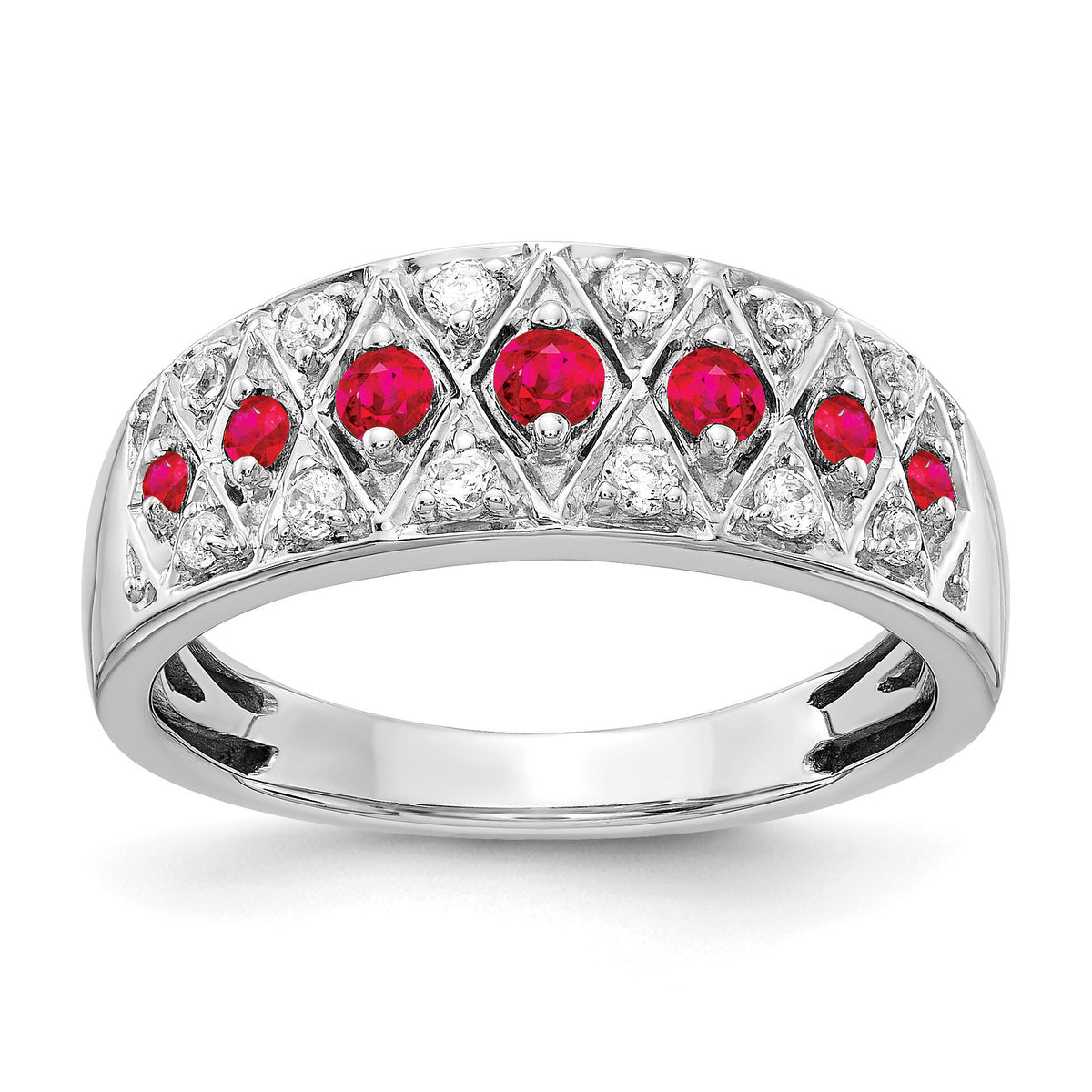 14k White Gold Diamond and Ruby Fancy Ring-RM3850