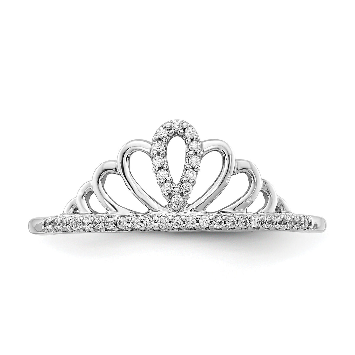 14k White Gold Diamond Tiara Ring-RM3892