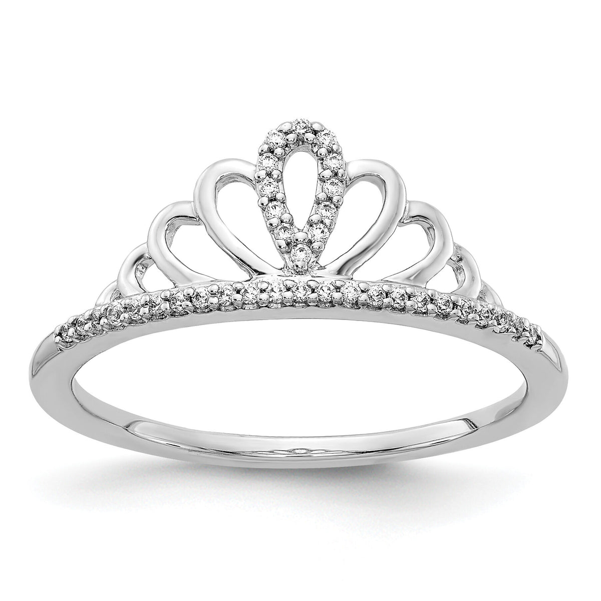 14k White Gold Diamond Tiara Ring-RM3892