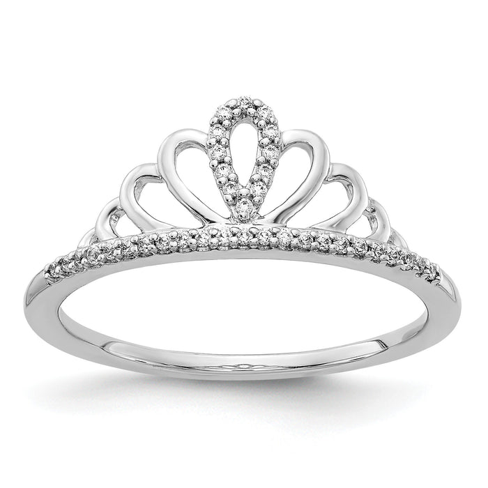 14k White Gold Diamond Tiara Ring-RM3892