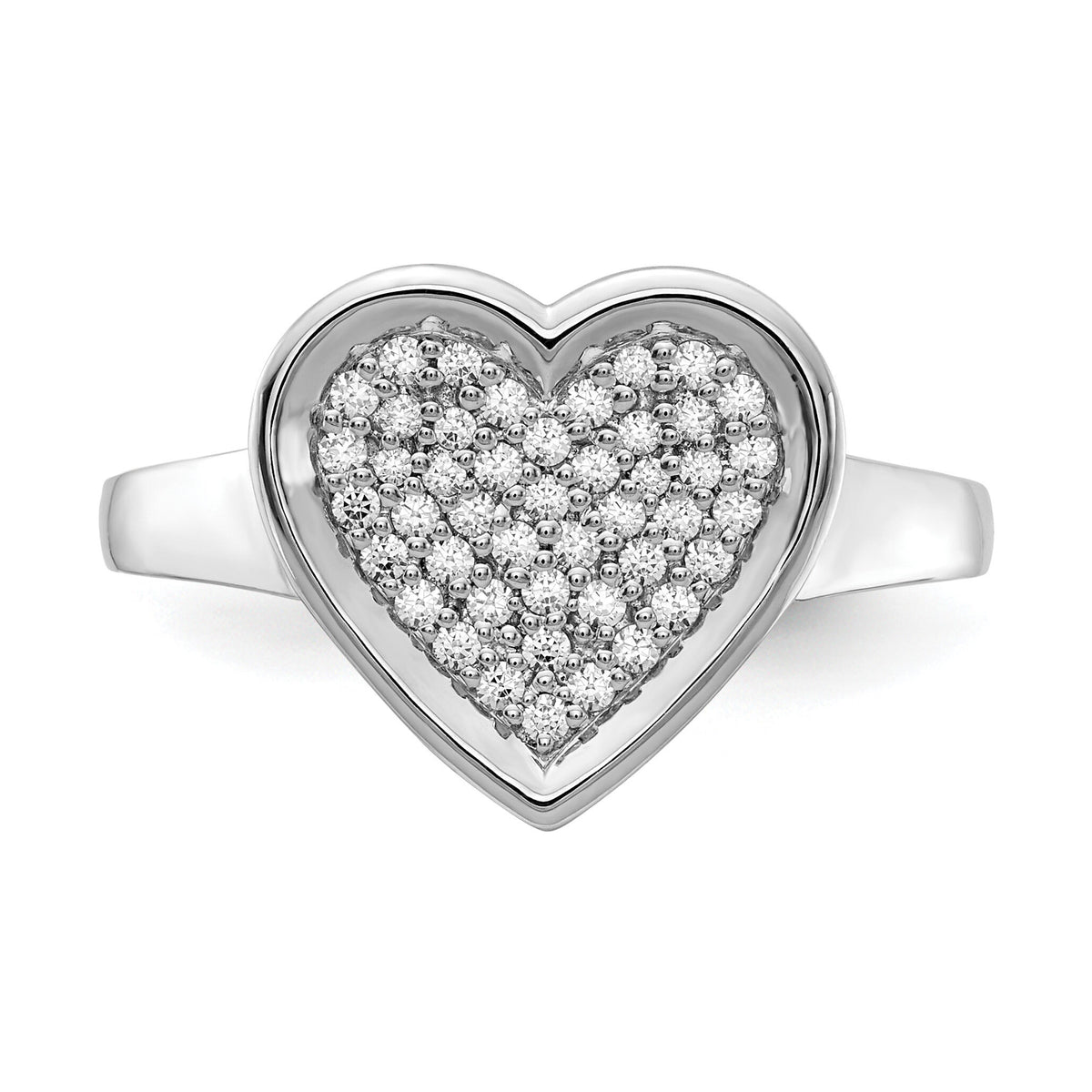 14k White Gold Diamond Fancy Heart Ring-RM4014
