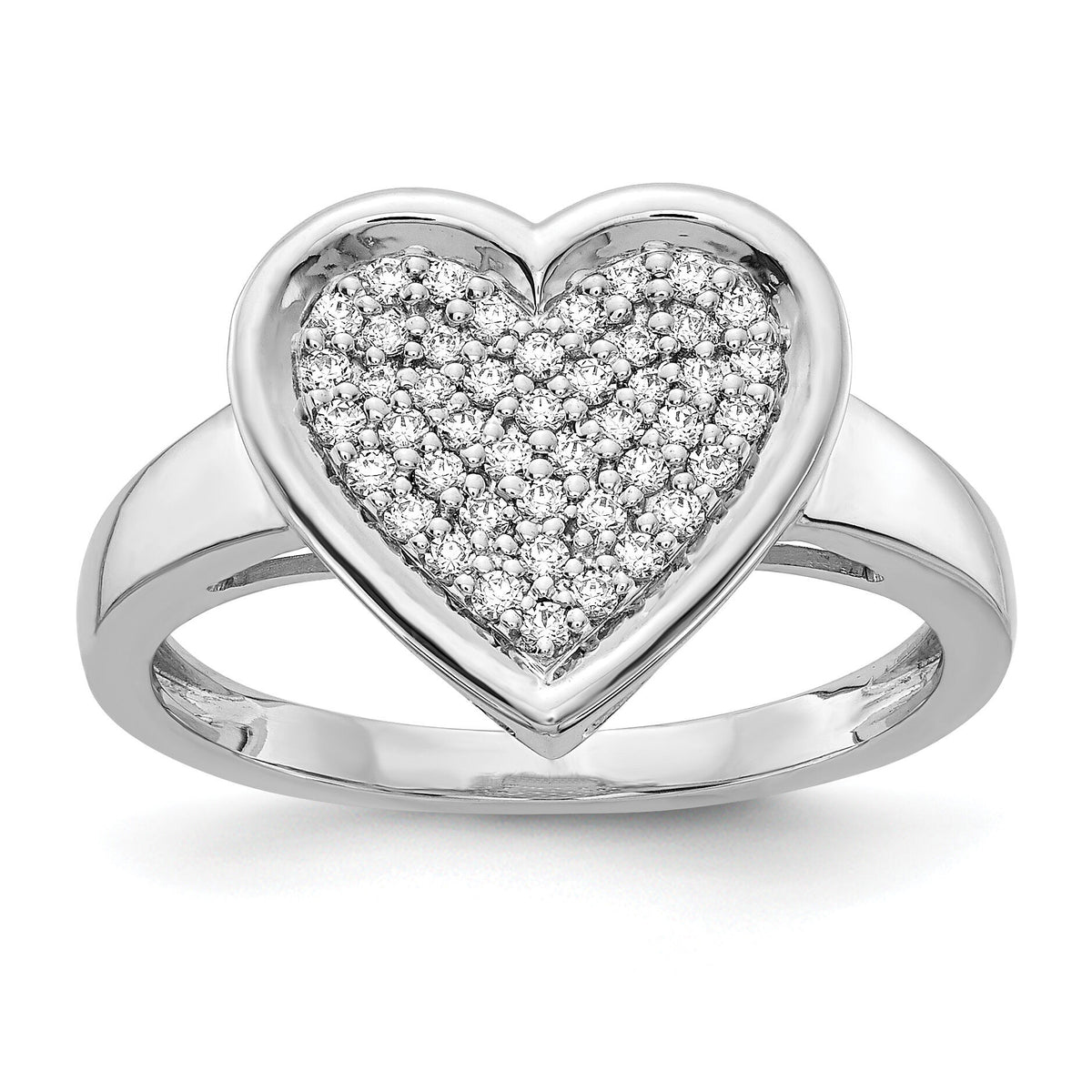 14k White Gold Diamond Fancy Heart Ring-RM4014