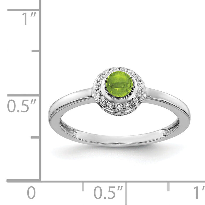 14k White Gold Diamond and Cabochon Peridot Ring-RM4030