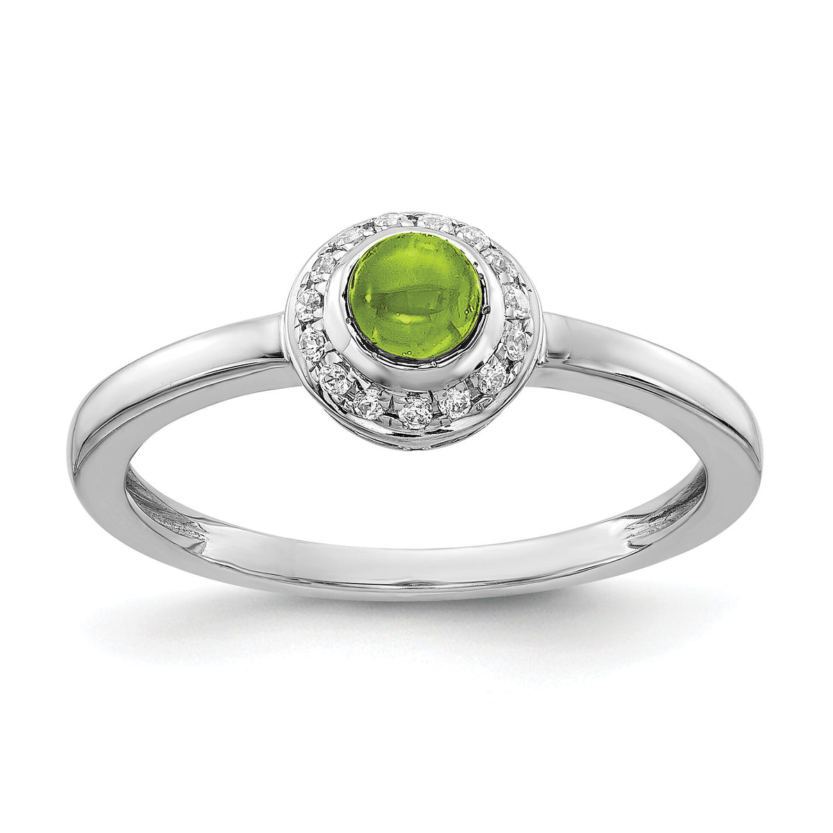 14k White Gold Diamond and Cabochon Peridot Ring-RM4030
