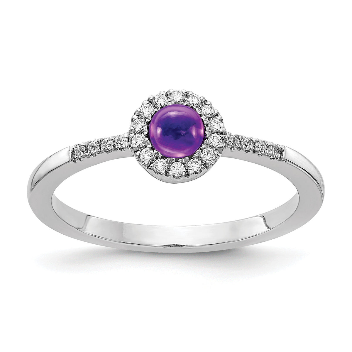 14k White Gold Diamond and Cabochon Amethyst Ring-RM4031