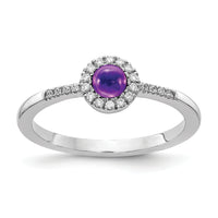 14k White Gold Diamond and Cabochon Amethyst Ring-RM4031
