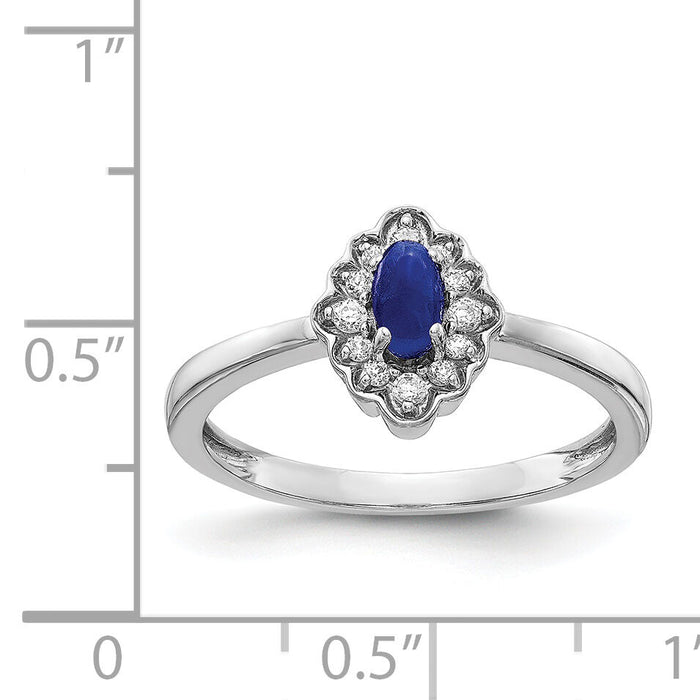 14k White Gold Diamond and Oval Cabochon Sapphire Ring-RM4033