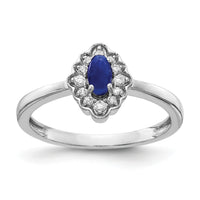 14k White Gold Diamond and Oval Cabochon Sapphire Ring-RM4033