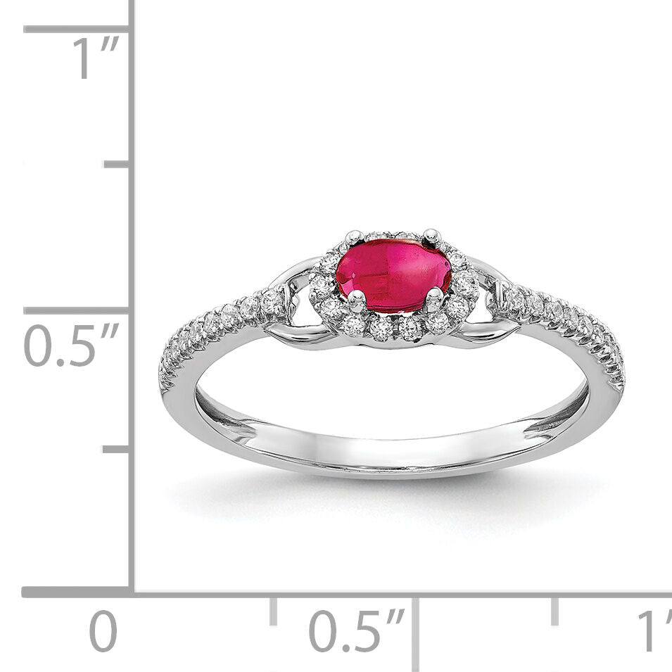 14k White Gold Diamond and Cabochon Ruby Ring-RM4034