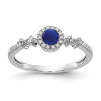 14k White Gold Diamond and Cabochon Sapphire Halo Ring-RM4037