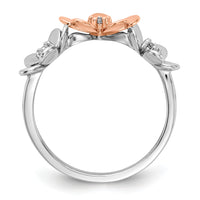 14k Rose and White Gold Diamond Flower Ring-RM4038