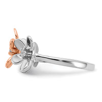 14k Rose and White Gold Diamond Flower Ring-RM4038