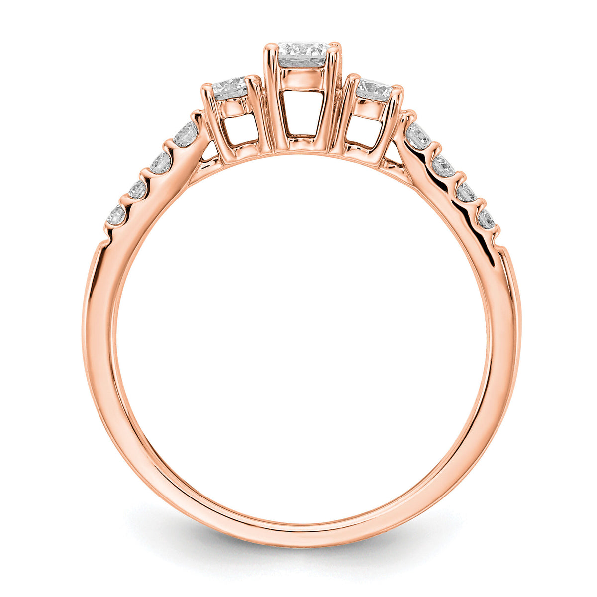 14kr TRUE ORIGIN Lab Grown Diamond VS+ F+ 1/2 ctw 3 Stone Plus Band-RM4228