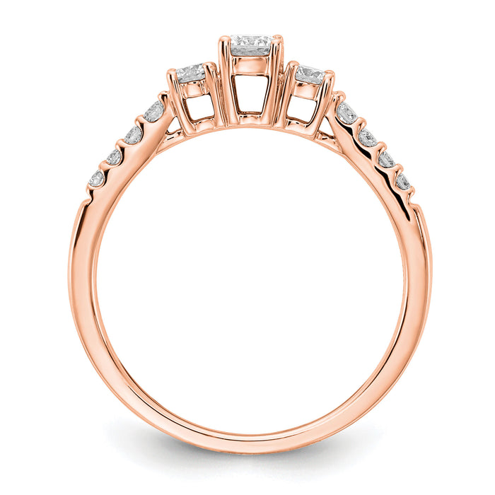 14kr TRUE ORIGIN Lab Grown Diamond VS+ F+ 1/2 ctw 3 Stone Plus Band-RM4228